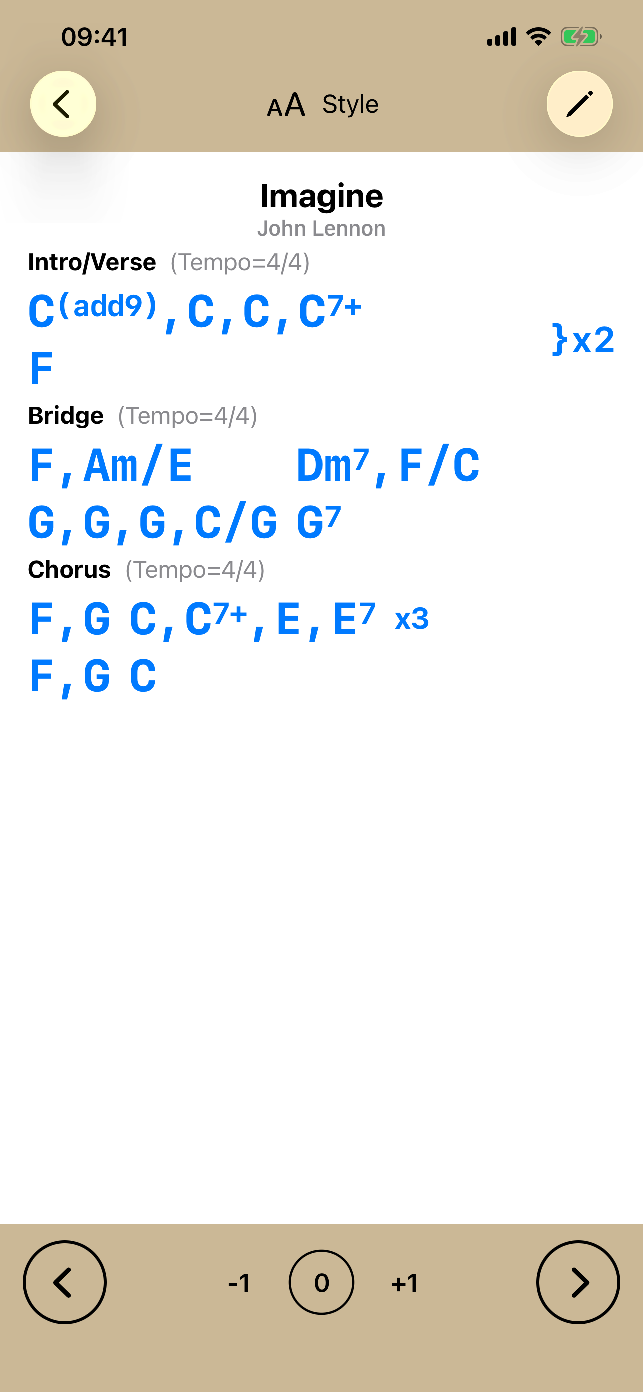 PocketSongbook No Grid View